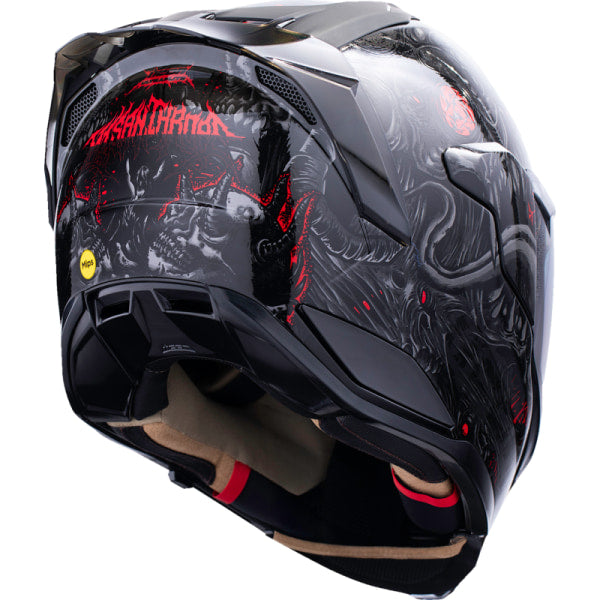 Casque Intégral de Moto Icon Noir, arrière 