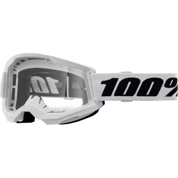 Lunettes de Motocross Strata 2 à Lentille Claire 100% Blanc