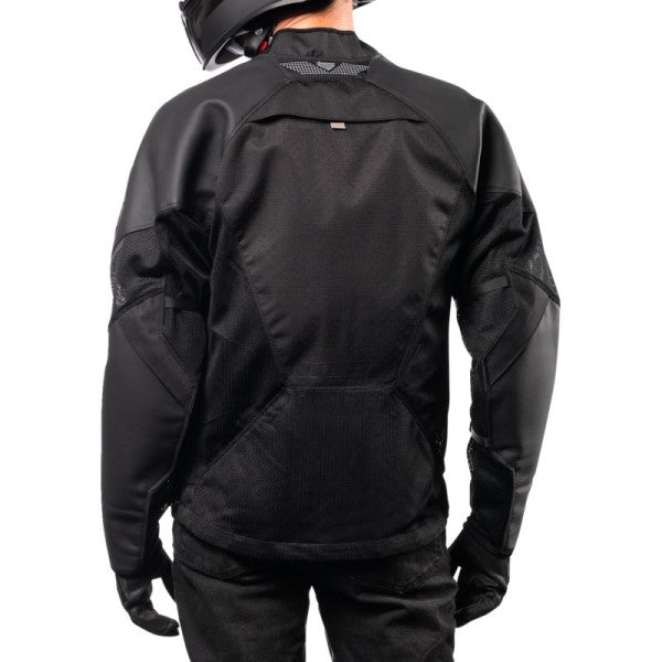 Manteau de Moto Mesh AF en Cuir Noir, Vue arrière