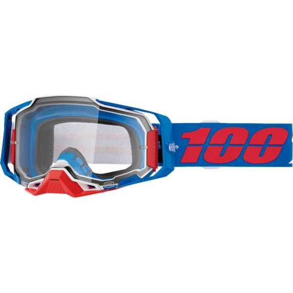 Lunettes de Motocross Armega Lentille Claire 100% Bleu/Rouge