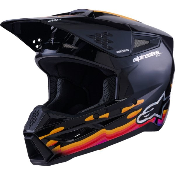 Casque de Motocross SM3 Force Noir/Multicolore incliné de face
