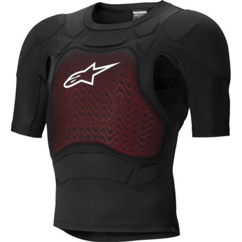 Chandail de Protection de Motocross Bionic Plasma LT Manches Courtes Noir/Rouge de face