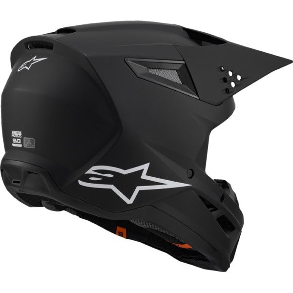 Casque de Motocross SM3 Solid Noir Mat incliné de dos