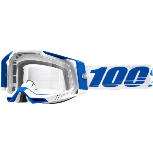 Lunettes de Motocross Racecraft 2 à Lentille Claire Blanc/Bleu