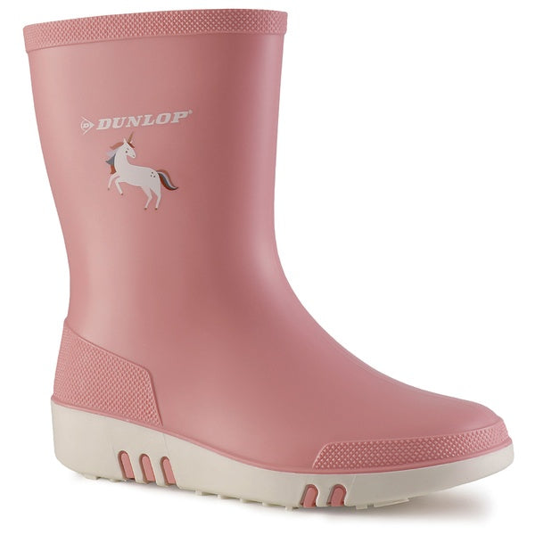 Bottes de pluie Dunlop Mini Enfant Rose, de côté