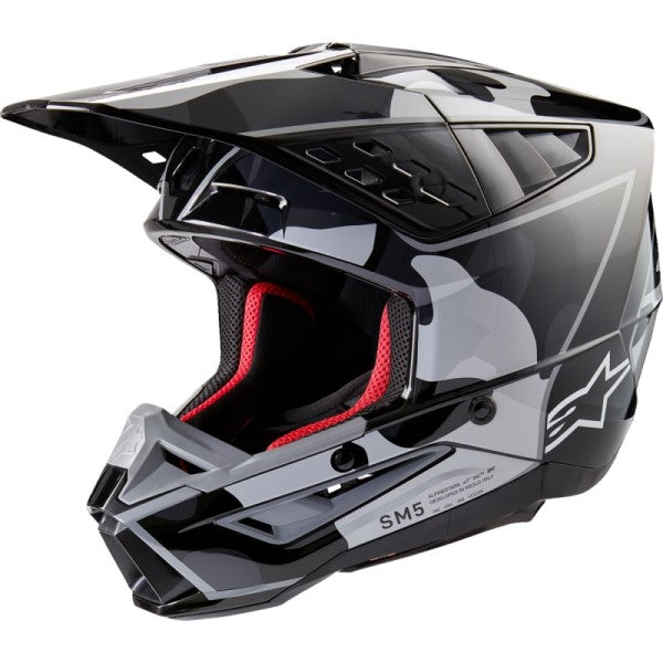 Casque de Motocross Supertech M5 Rover 2 Noir/Camo incliné de face
