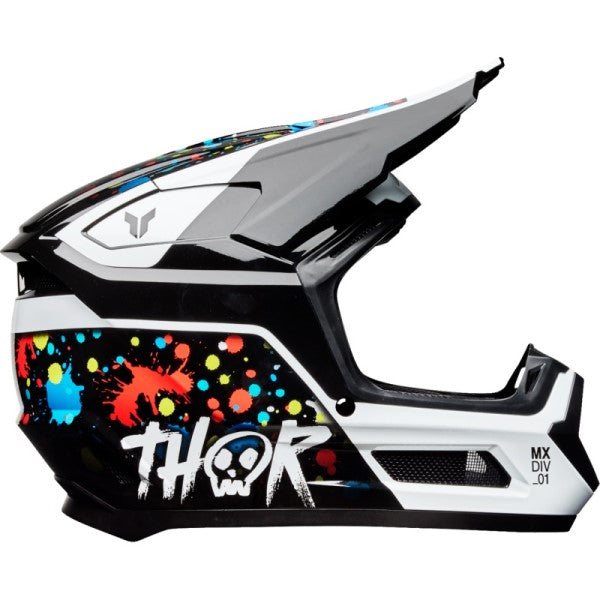 Casque de Motocross Fleet Splat Junior Noir/Multicolore de gauche