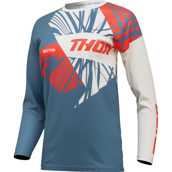 Chandail de Motocross Sector Split Femme Thor bleu et blanc, de face