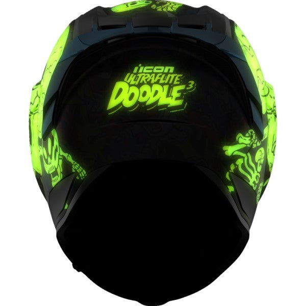 Casque Intégral de Moto Ultraflite Doodle 3 Blanc/Multicolore Fluorescent de dos