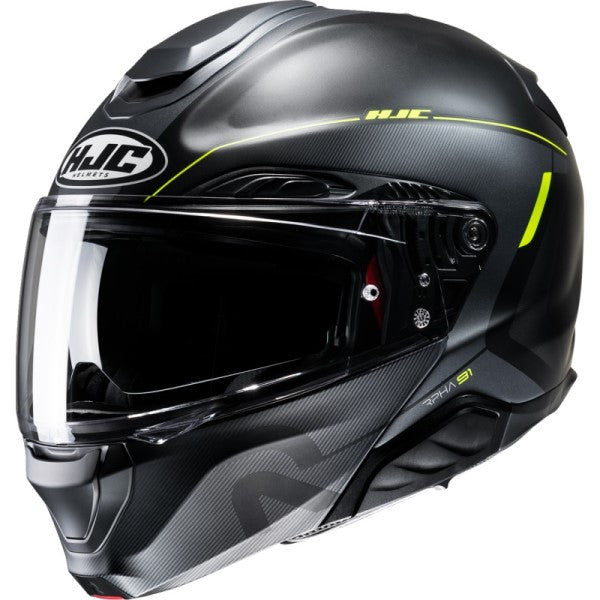 Casque Modulaire de Moto RPHA 91 Combust Haute-Visibilité/Noir incliné de droite