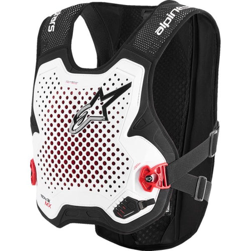 Plastron de Motocross Air bag Tech Air A-4 Plasma Blanc/Noir, de face