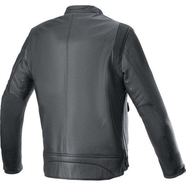 Manteau de Moto Dyno en Cuir Noir, Dos