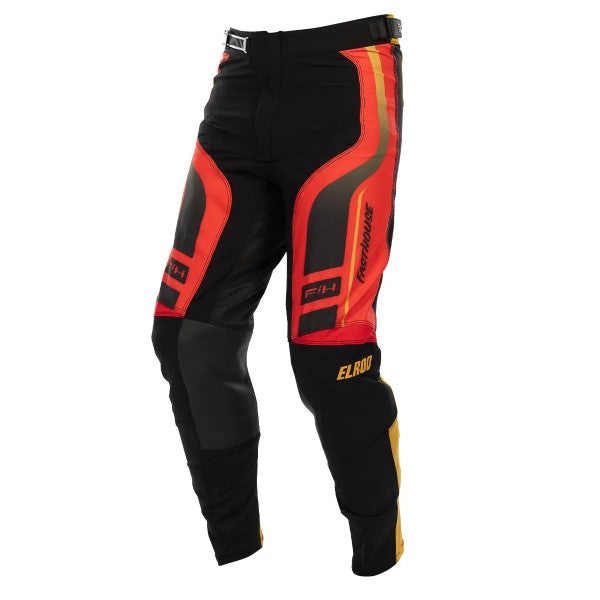 Pantalon de Motocross Elrod React/Fasthouse, rouge noir, de face