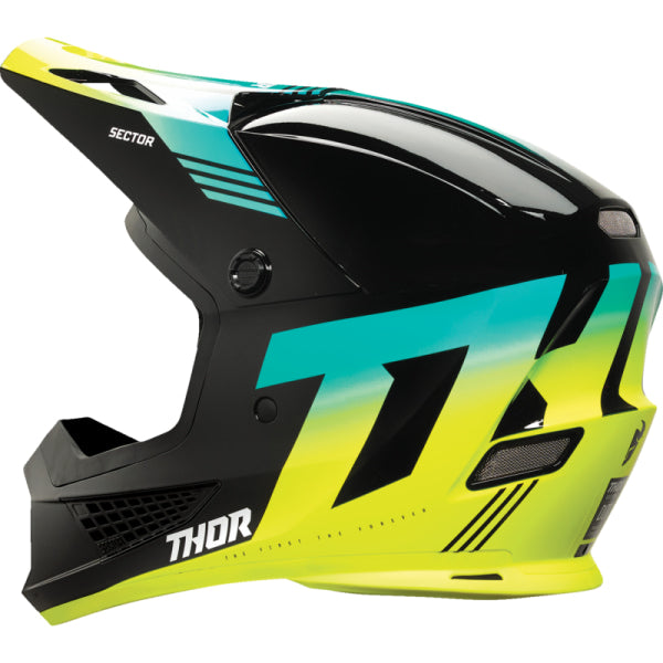 Casque de Motocross Sector 2 Carve  noir bleu jaune, Côté gauche