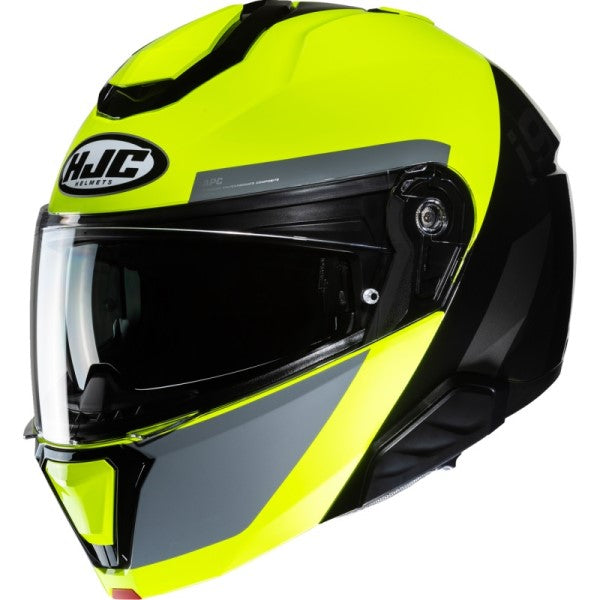 Casque Modulaire de Moto i91 Bina Haute-Visibilité/Noir incliné de droite