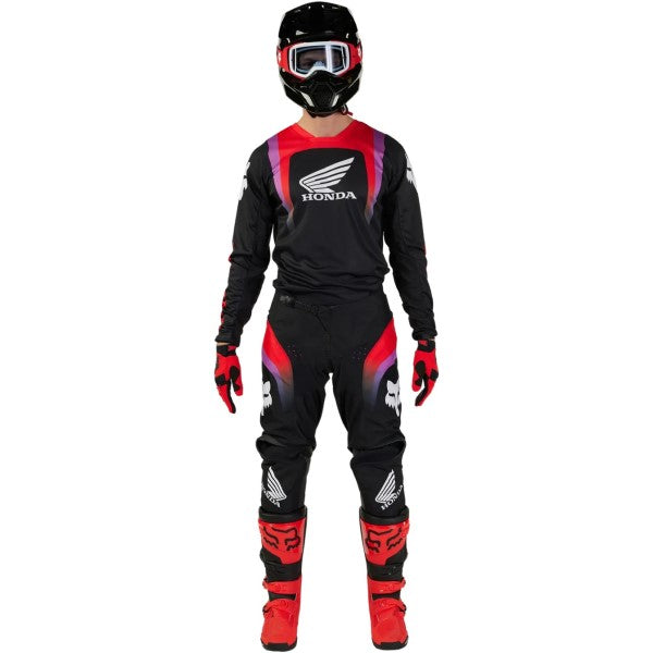 Pantalon de Motocross 180 Honda Noir/Multicolore de face