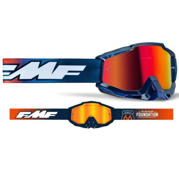 Lunettes de Motocross Powerbomb Miroir bleu foncé, en face