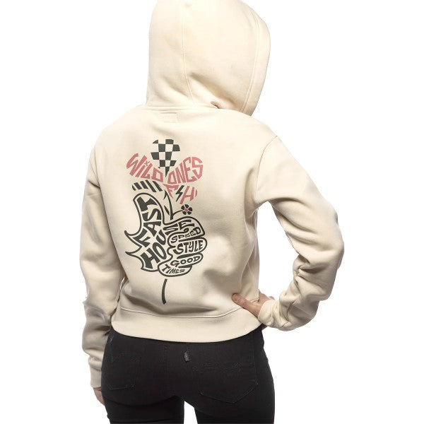 Coton Ouaté avec Fermeture Éclair Garden Party Femme Blanc/Noir essayage de dos