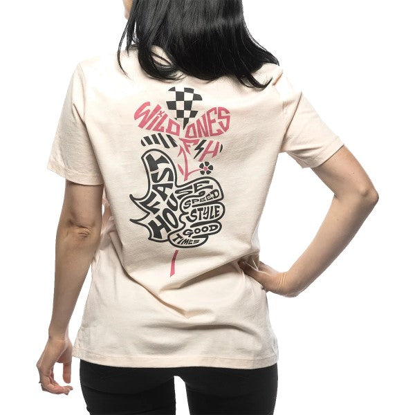 T-Shirt Garden Party Femme Blanc/Rose essayage de dos