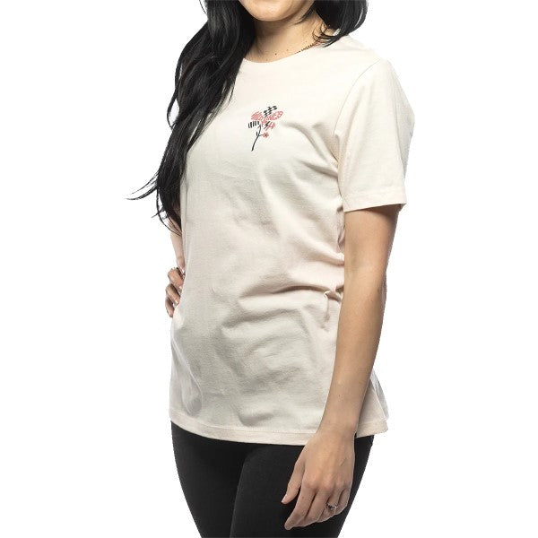 T-Shirt Garden Party Femme Blanc/Rose essayage de face