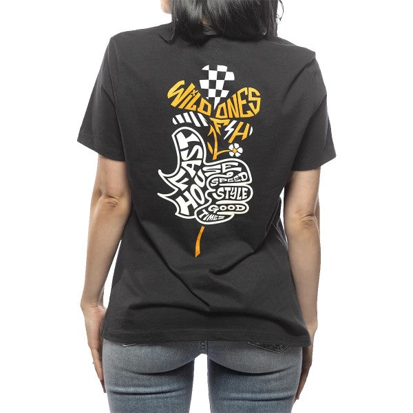 T-Shirt Garden Party Femme Noir/Blanc/Jaune essayage de dos