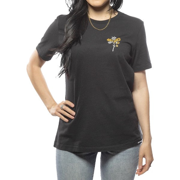 T-Shirt Garden Party Femme Noir/Blanc/Jaune essayage de face