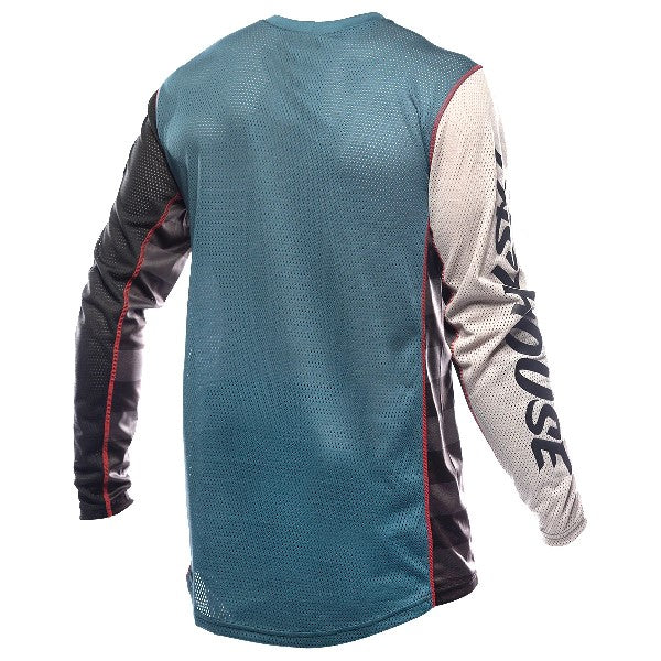 Chandail de Motocross Grindhouse Air-C Club/Fasthouse /noir et turquoise  de dos