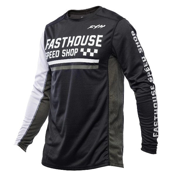Chandail de Motocross Grindhouse Hudson/Fasthouse/Noir et blanc de face
