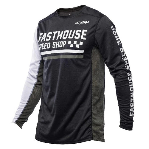 Chandail de Motocross Grindhouse Hudson/Fasthouse/Noir et blanc de face
