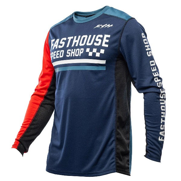 Chandail de Motocross Grindhouse Hudson/Fasthouse/rouge bleu de face
