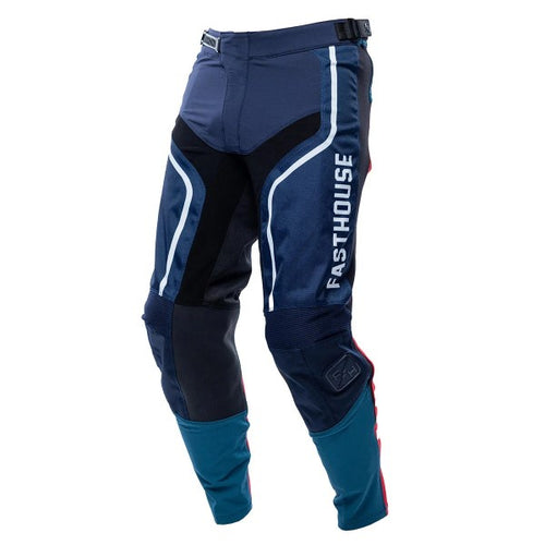 Pantalon de Motocross Grindhouse Hudson Bleu/Rouge, de face