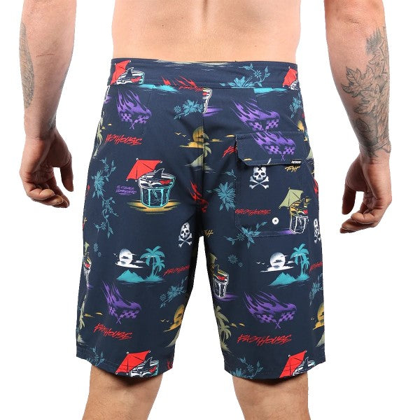 Maillot de Bain 19 Pouces Hideout Bleu/Multicolore essayage de dos