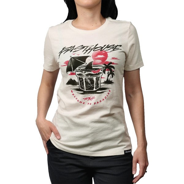 T-Shirt Hideout Femme Noir/Blanc/Rouge essayage de face