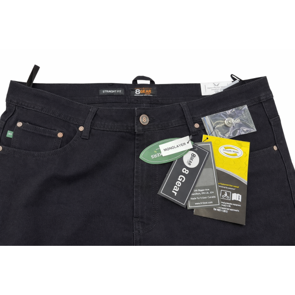Pantalon de Moto Jeans Kevlar 8Gear Noir- de face 