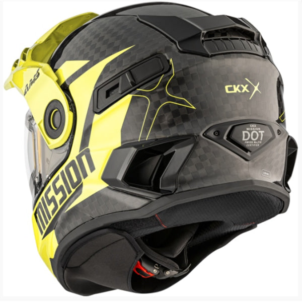 Casque Intégral de Motoneige Mission Alaska Carbone Jaune, Dos