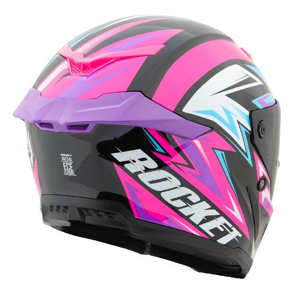 Casque Intégral de Moto RKT 240 Reactor Rose, Dos