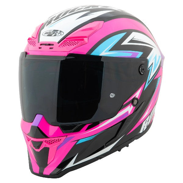 Casque Intégral de Moto RKT 240 Reactor Rose, de face