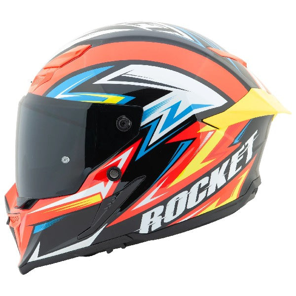 Casque Intégral de Moto RKT 240 Reactor Rouge/Jaune, côté gauche