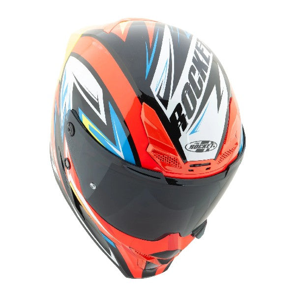 Casque Intégral de Moto RKT 240 Reactor Rouge/Jaune, Dessus