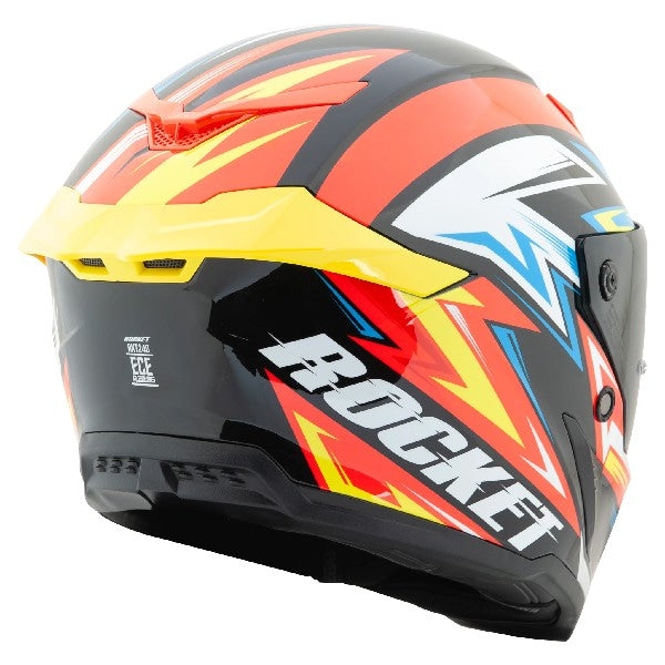 Casque Intégral de Moto RKT 240 Reactor Rouge/Jaune, Dos