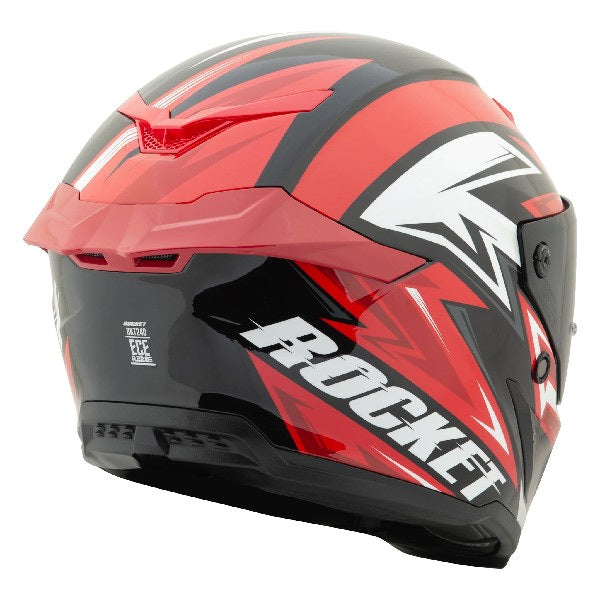 Casque Intégral de Moto RKT 240 Reactor Rouge, Dos