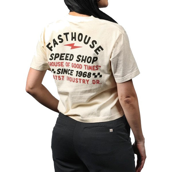 T-Shirt Junction Crop Femme Noir/Blanc/Rouge essayage de dos