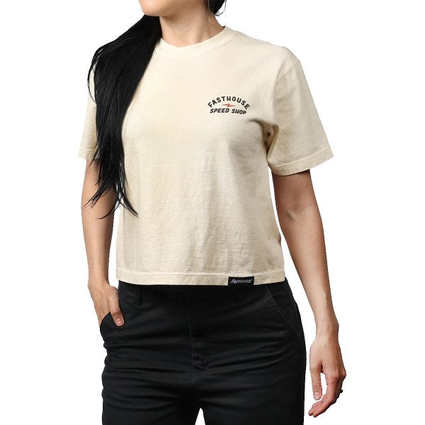 T-Shirt Junction Crop Femme Noir/Blanc/Rouge essayage de face