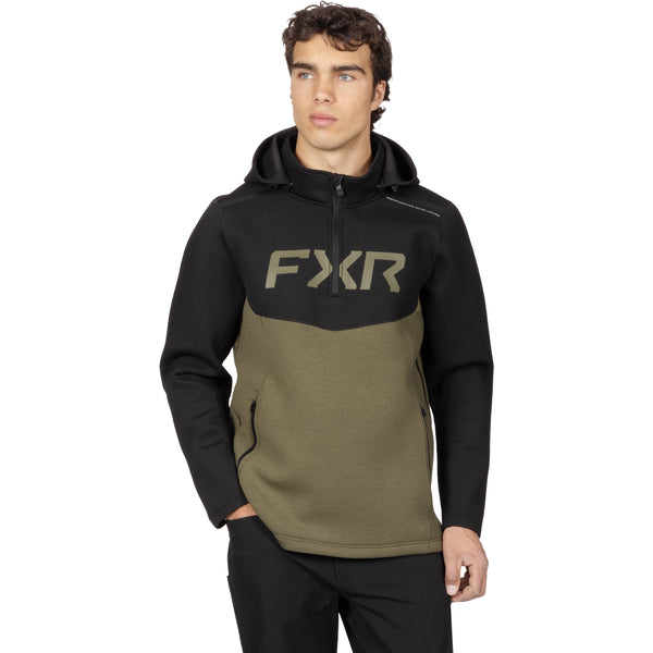 Coton Ouaté Altitude Tech 1/4 Zip Noir/vert, de face