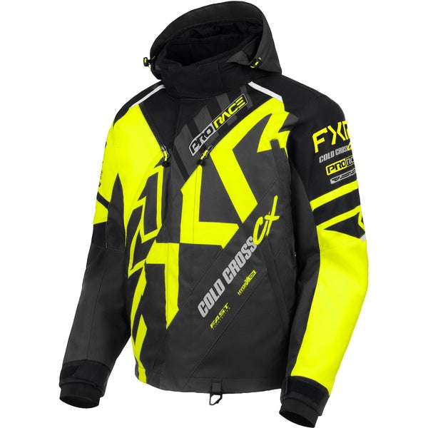 Manteau de Motoneige Cold Cross CX Jaune/Noir incliné de face