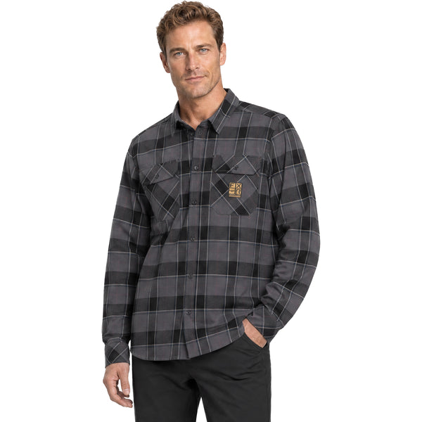 Chemise HD Flannel Noir/Gris, de face