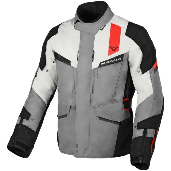 Manteau de Moto Zastro Noir/Gris/Rouge de face
