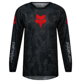 Chandail de Motocross 180 Abyss Junior/Fox, Noir, de face