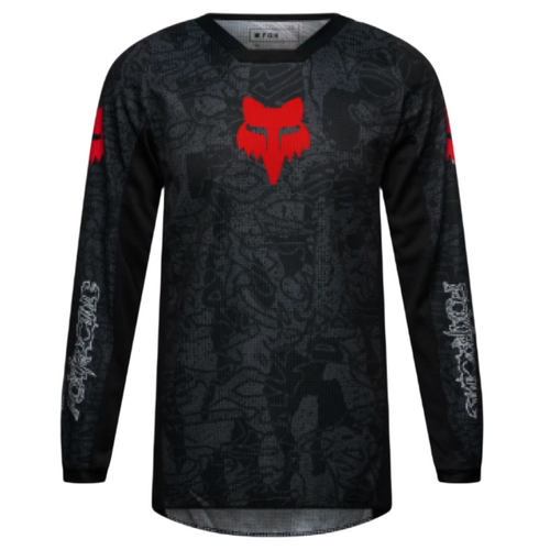 Chandail de Motocross 180 Abyss Junior/Fox, Noir, de face