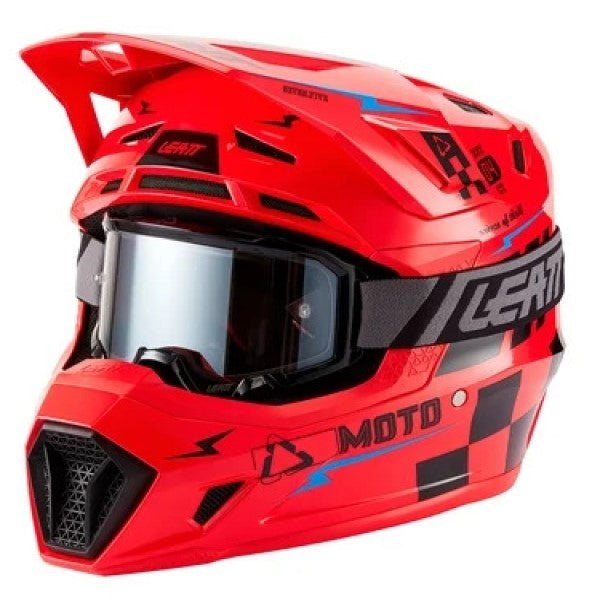 Casque de Motocross 7.5 V27 - Lunette incluse/Leatt/rouge, de profil